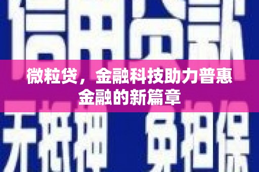 定州微粒贷，金融科技助力普惠金融的新篇章