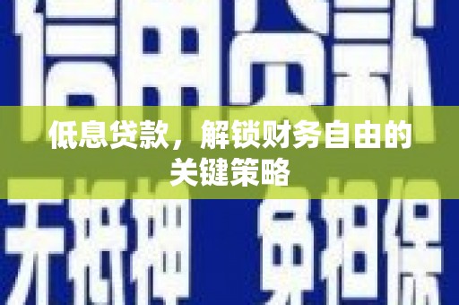 定州低息贷款，解锁财务自由的关键策略