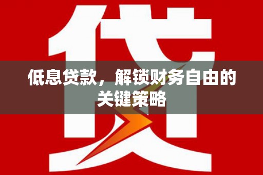 定州低息贷款，解锁财务自由的关键策略