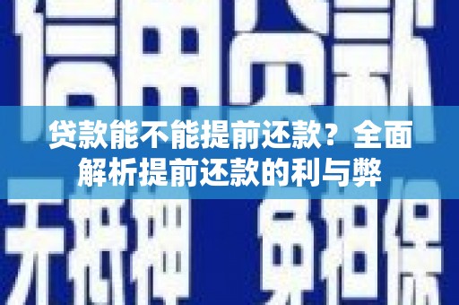 定州贷款能不能提前还款？全面解析提前还款的利与弊